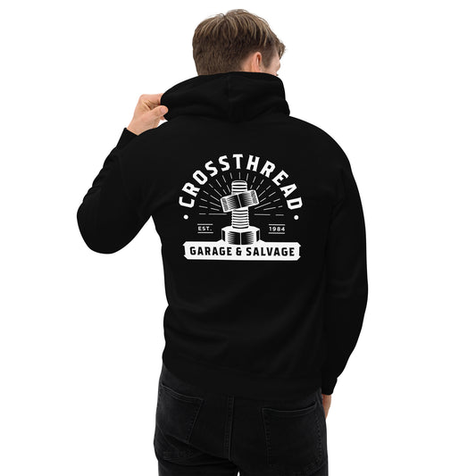 OG Crossthread Garage Logo Hoodie in Black, back view