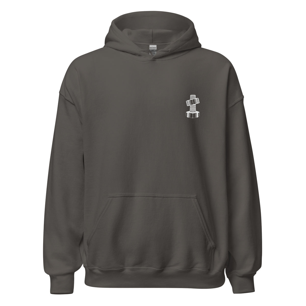 OG Crossthread Garage Logo Hoodie in Charcoal, front view
