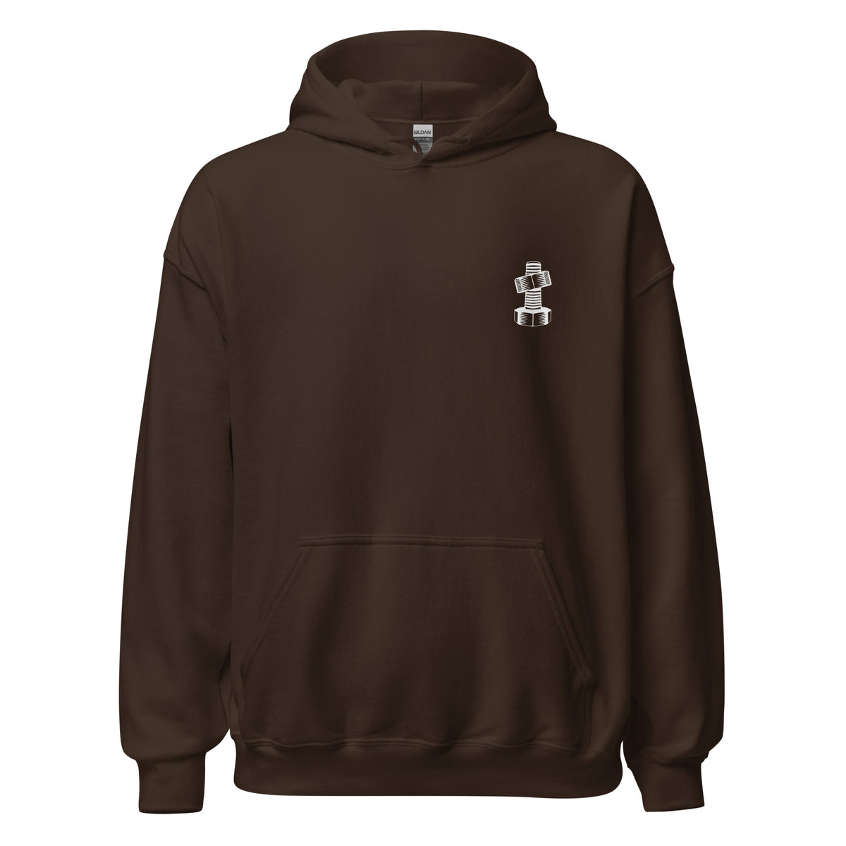 OG Crossthread Garage Logo Hoodie in Dark Chocolate, front view