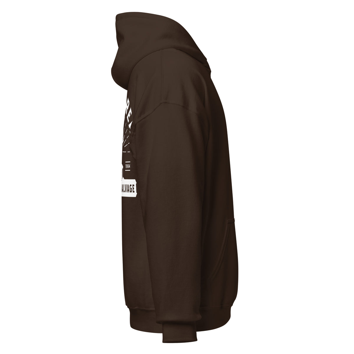 OG Crossthread Garage Logo Hoodie in Dark Chocolate, right side view