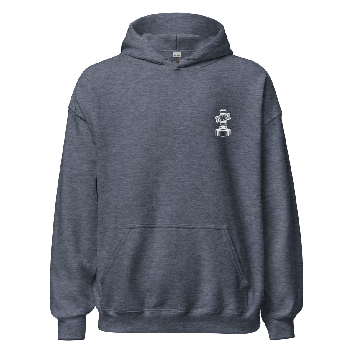 OG Crossthread Garage Logo Hoodie in Heather Sport Dark Navy, front view