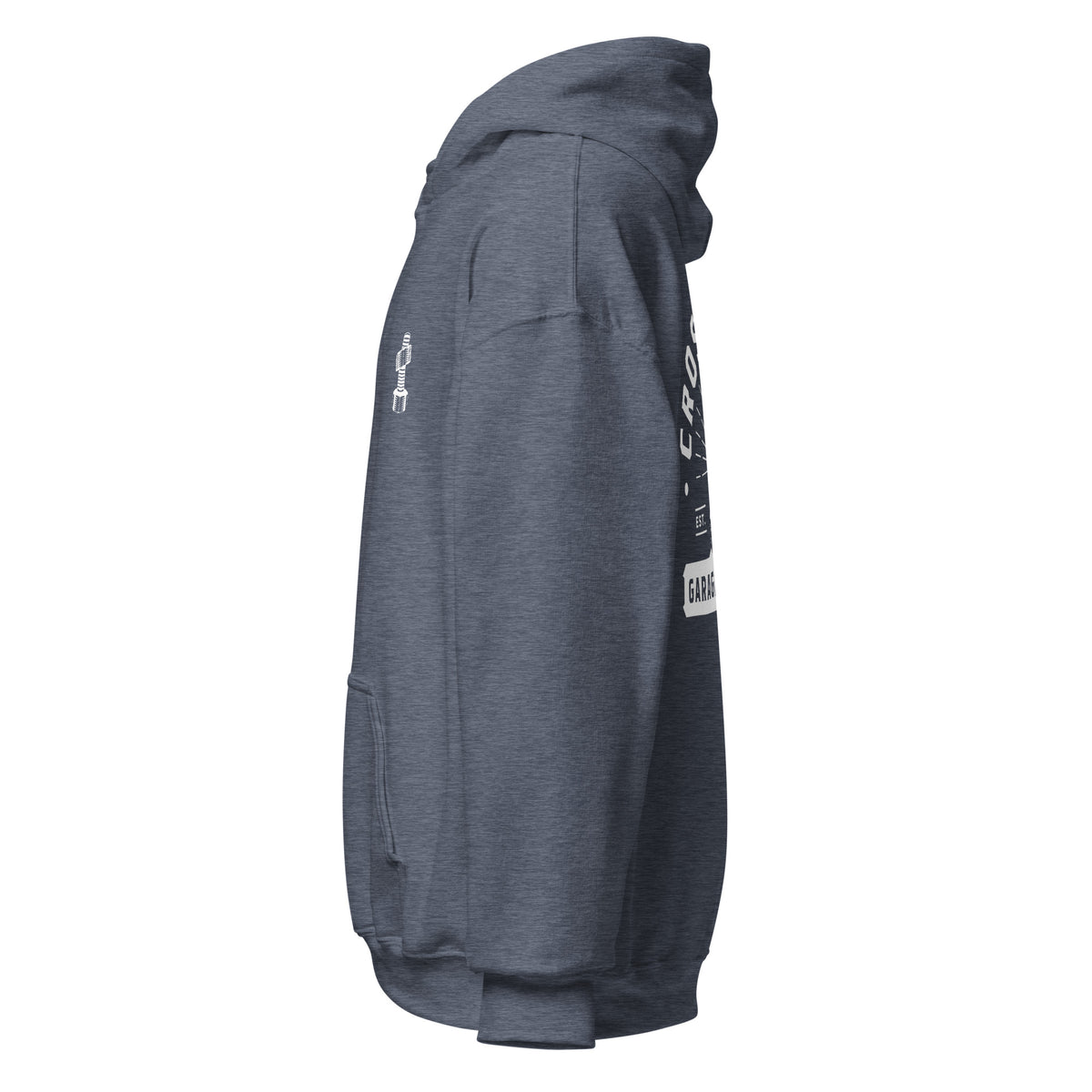 OG Crossthread Garage Logo Hoodie in Heather Sport Dark Navy, left side view
