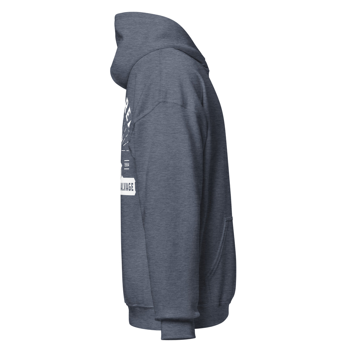 OG Crossthread Garage Logo Hoodie in Heather Sport Dark Navy, right side view