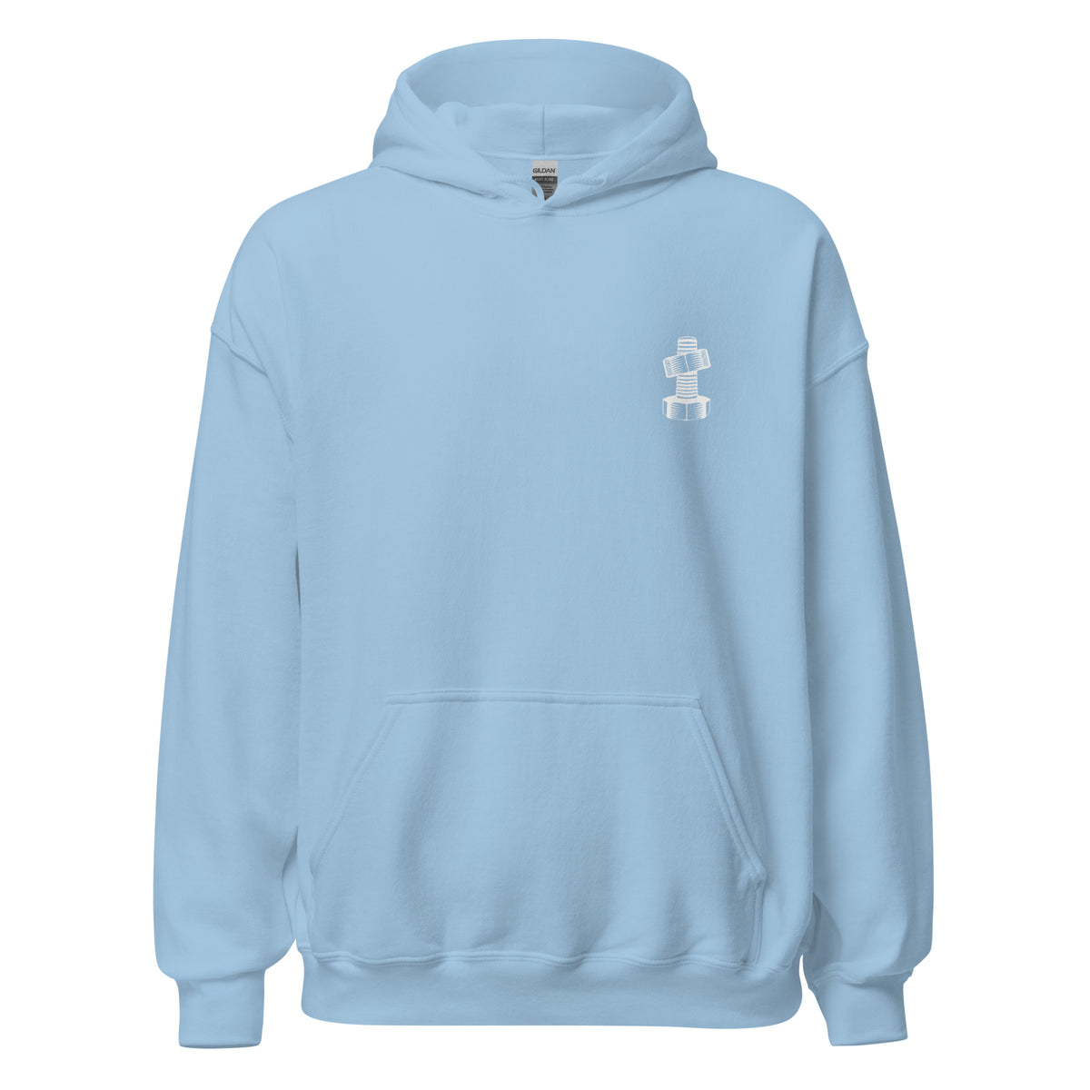 OG Crossthread Garage Logo Hoodie in Light Blue, front view