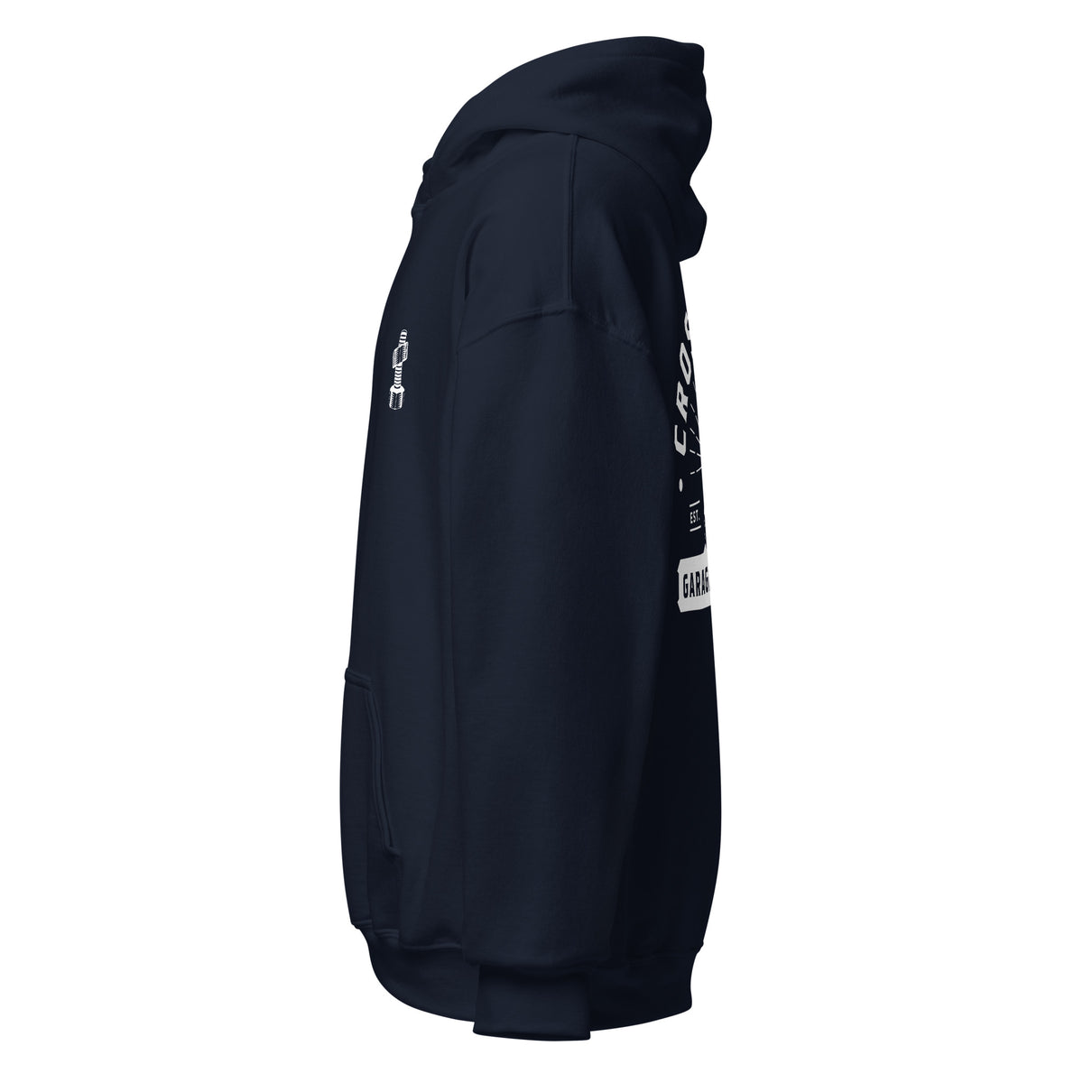 OG Crossthread Garage Logo Hoodie in Navy, left side view