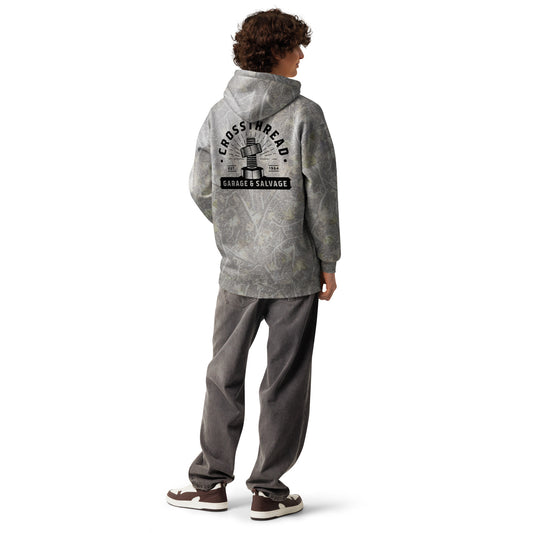 OG Crossthread Garage Logo Camo Hoodie in Deadwood Tree Camo, back view