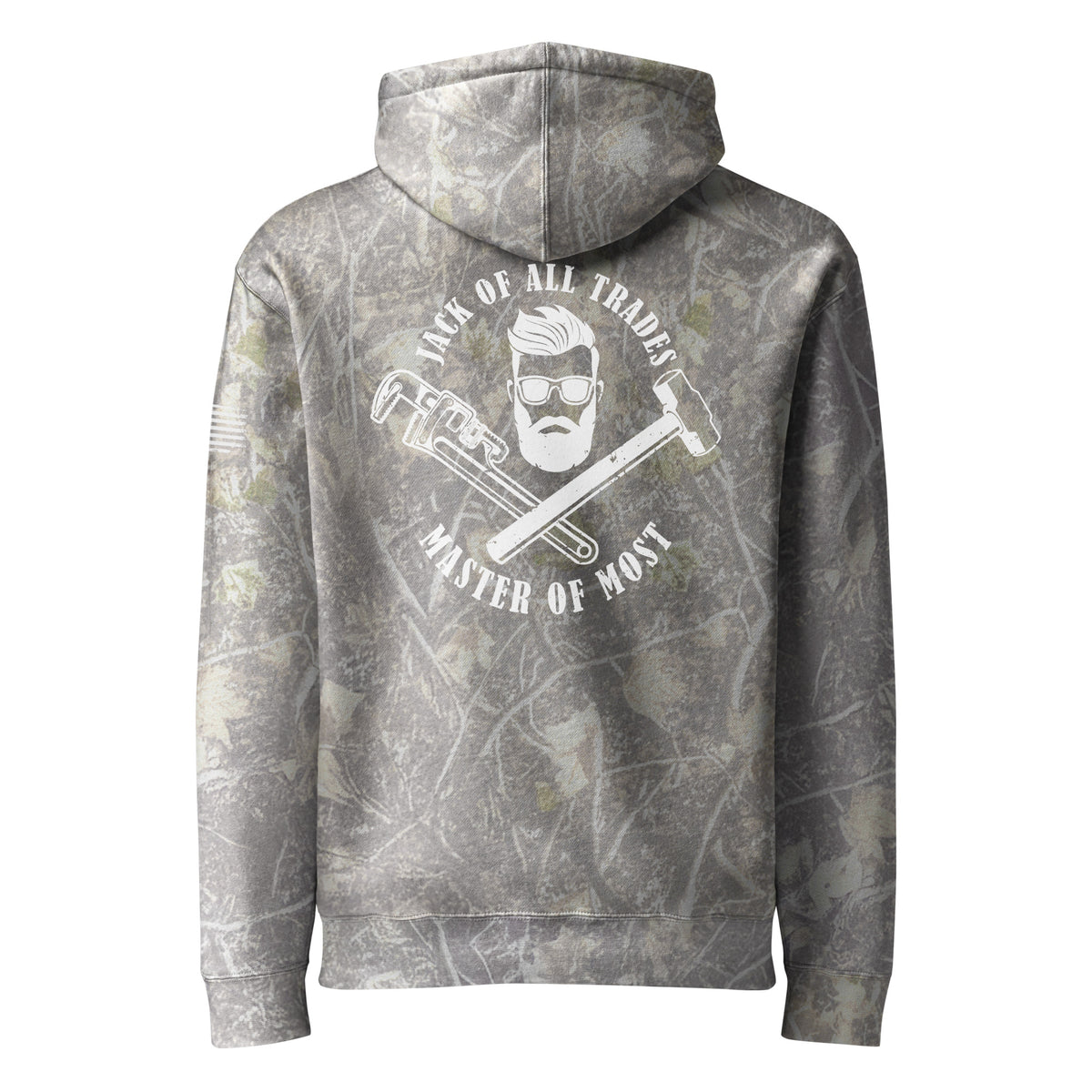 Jack of All Trades, Master of Most Logo Hoodie in Deadwood Tree Camo, back view